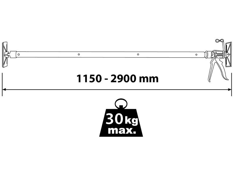 Bilde av Teleskopstøtte 115-290 cm 30 kg