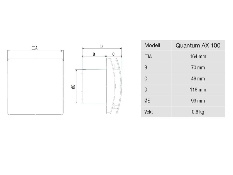 Bilde av Avtrekksvifte bad Quantum AX 100 HT